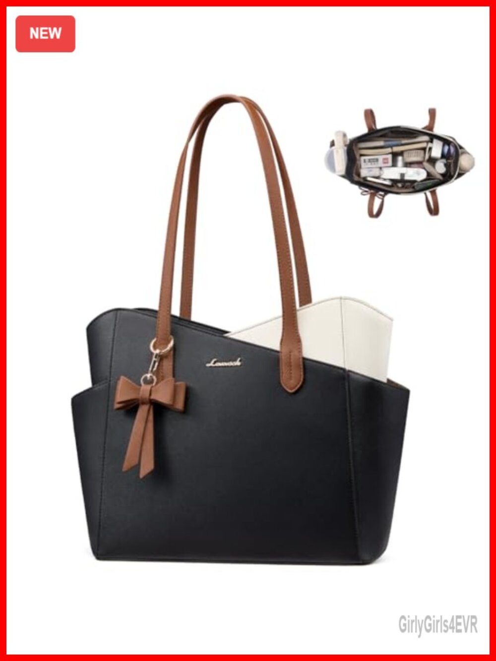 Structured PU Leather Small Tote Purse with Pockets Fits 11" iPad Shoulder